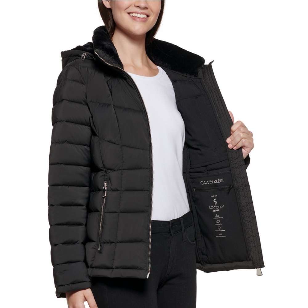 Calvin Klein Women's Faux-Fur-Trim
Hooded Puffer Coat
